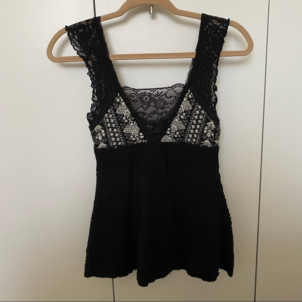Free People Black Lace Y2K Peplum Tank size Small